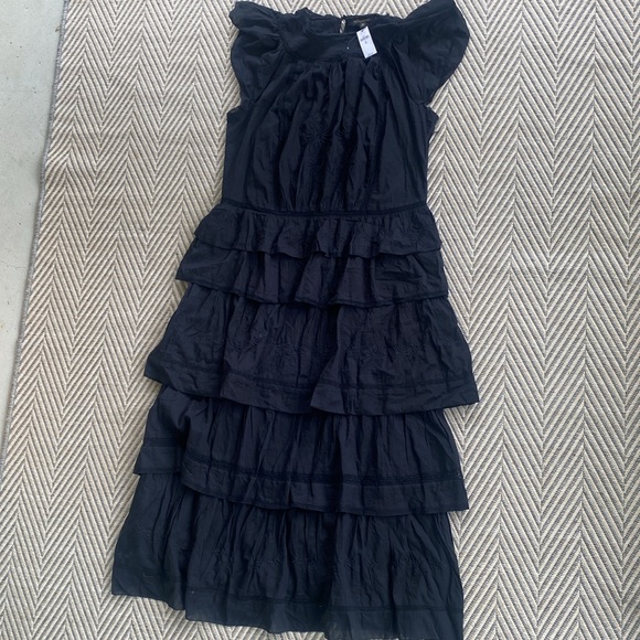 NWT! BANANA REPUBLIC BLACK SELENE EMBROIDERED MIDI DRESS MEDIUM TALL MT festival - Picture 6 of 7